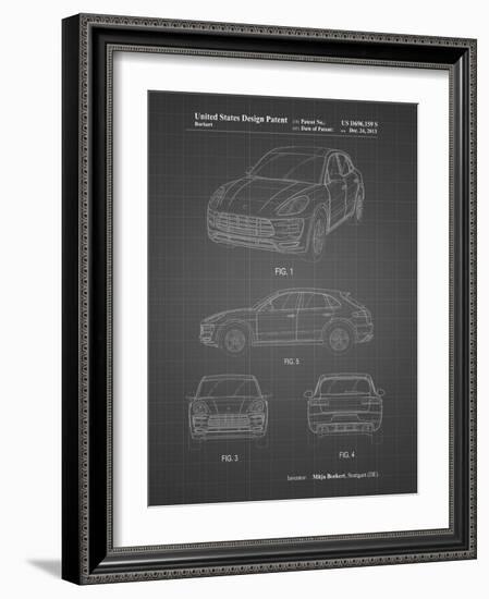 PP995-Black Grid Porsche Cayenne Patent Poster-Cole Borders-Framed Giclee Print