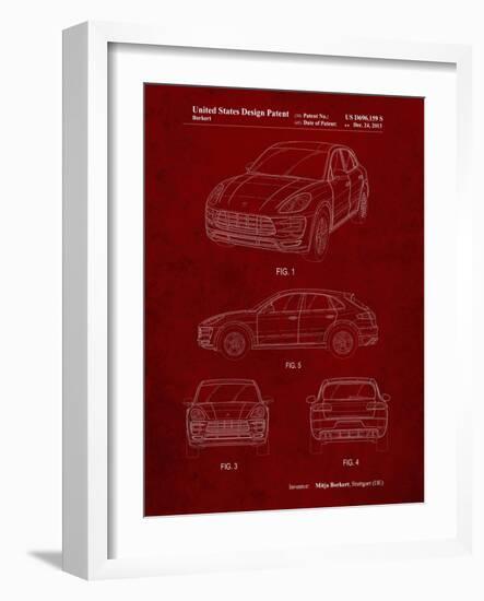 PP995-Burgundy Porsche Cayenne Patent Poster-Cole Borders-Framed Giclee Print