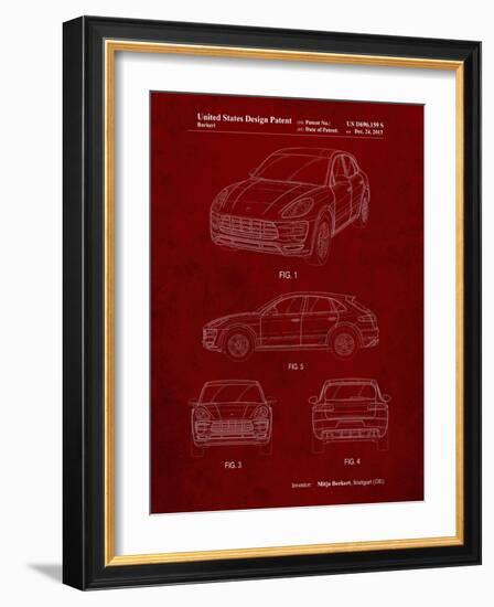 PP995-Burgundy Porsche Cayenne Patent Poster-Cole Borders-Framed Giclee Print