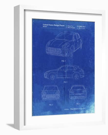 PP995-Faded Blueprint Porsche Cayenne Patent Poster-Cole Borders-Framed Giclee Print