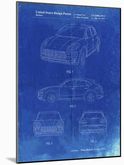 PP995-Faded Blueprint Porsche Cayenne Patent Poster-Cole Borders-Mounted Giclee Print