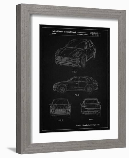 PP995-Vintage Black Porsche Cayenne Patent Poster-Cole Borders-Framed Giclee Print