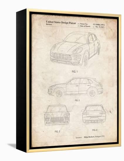 PP995-Vintage Parchment Porsche Cayenne Patent Poster-Cole Borders-Framed Premier Image Canvas