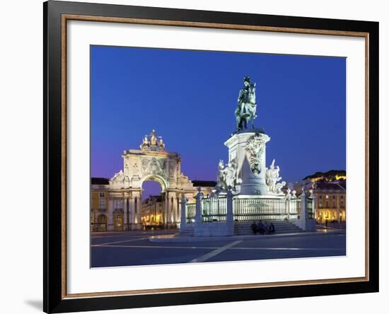 Praca Do Comercio with Equestrian Statue of Dom Jose and Arco Da Rua Augusta, Lisbon, Portugal-Stuart Black-Framed Photographic Print