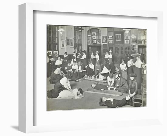 Practical First Aid Class for Women, Blackheath Road Evening Institute, 1914-null-Framed Photographic Print