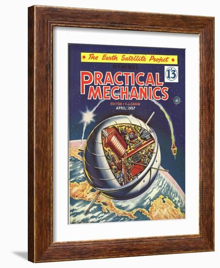 Practical Mechanics, Visions of the Future, Satellites and Space Exploration Magazine, UK, 1950-null-Framed Giclee Print