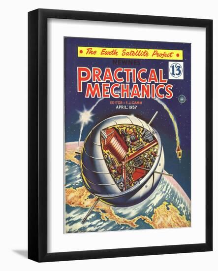 Practical Mechanics, Visions of the Future, Satellites and Space Exploration Magazine, UK, 1950-null-Framed Giclee Print