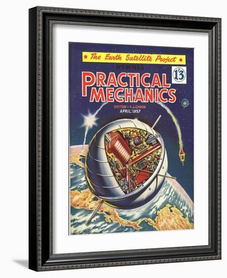 Practical Mechanics, Visions of the Future, Satellites and Space Exploration Magazine, UK, 1950-null-Framed Giclee Print