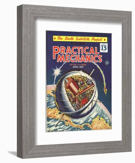 Practical Mechanics, Visions of the Future, Satellites and Space Exploration Magazine, UK, 1950-null-Framed Giclee Print