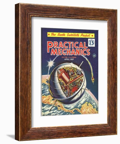 Practical Mechanics, Visions of the Future, Satellites and Space Exploration Magazine, UK, 1950-null-Framed Giclee Print