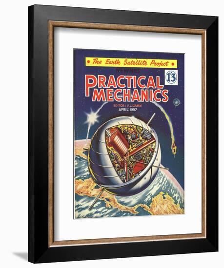 Practical Mechanics, Visions of the Future, Satellites and Space Exploration Magazine, UK, 1950-null-Framed Giclee Print