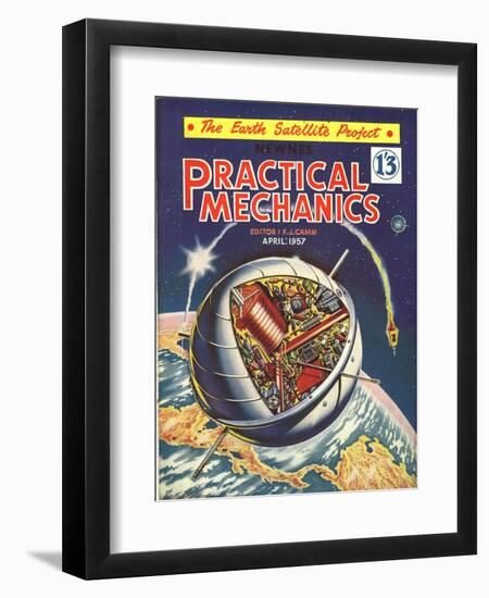 Practical Mechanics, Visions of the Future, Satellites and Space Exploration Magazine, UK, 1950-null-Framed Giclee Print