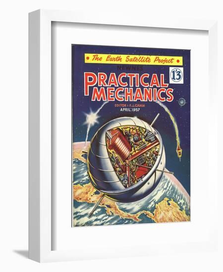 Practical Mechanics, Visions of the Future, Satellites and Space Exploration Magazine, UK, 1950-null-Framed Giclee Print