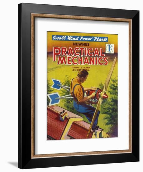 Practical Mechanics, Wind Power Turbine Global Warming Alternative Magazine, UK, 1954-null-Framed Giclee Print