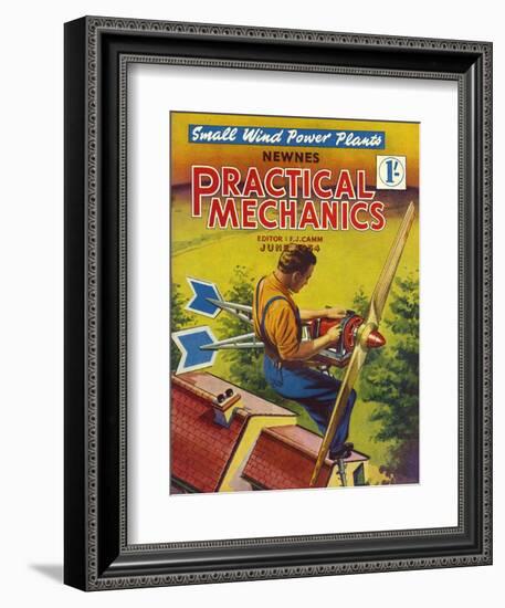 Practical Mechanics, Wind Power Turbine Global Warming Alternative Magazine, UK, 1954-null-Framed Giclee Print