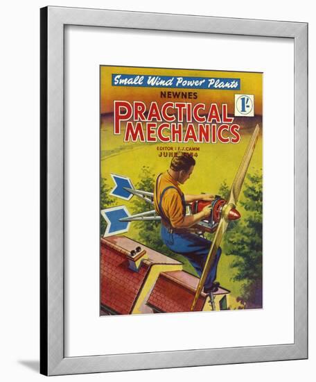 Practical Mechanics, Wind Power Turbine Global Warming Alternative Magazine, UK, 1954-null-Framed Giclee Print