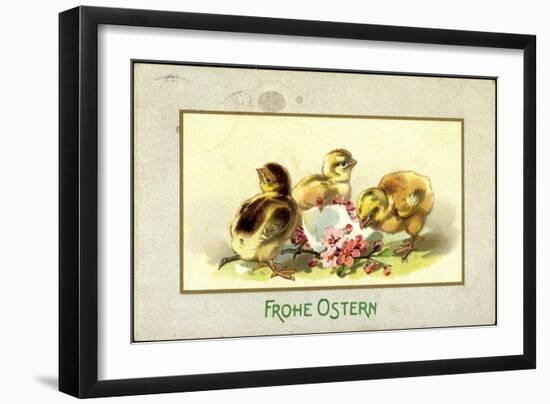Präge Glückwunsch Ostern, Küken Beim Schlüpfen-null-Framed Giclee Print