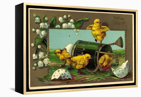 Präge Glückwunsch Ostern, Küken Mit Gießkanne-null-Framed Premier Image Canvas
