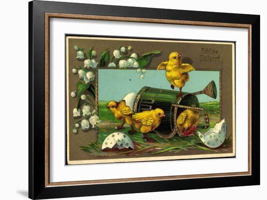 Präge Glückwunsch Ostern, Küken Mit Gießkanne-null-Framed Giclee Print