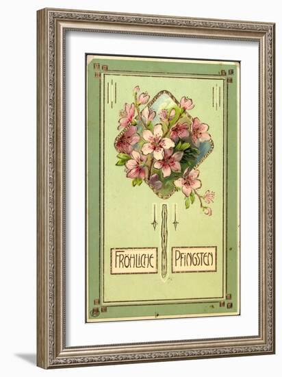 Präge Glückwunsch Pfingsten, Baumblüten, Gold-null-Framed Giclee Print