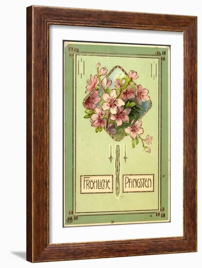 Präge Glückwunsch Pfingsten, Baumblüten, Gold-null-Framed Giclee Print