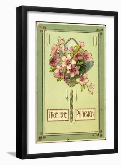 Präge Glückwunsch Pfingsten, Baumblüten, Gold-null-Framed Giclee Print