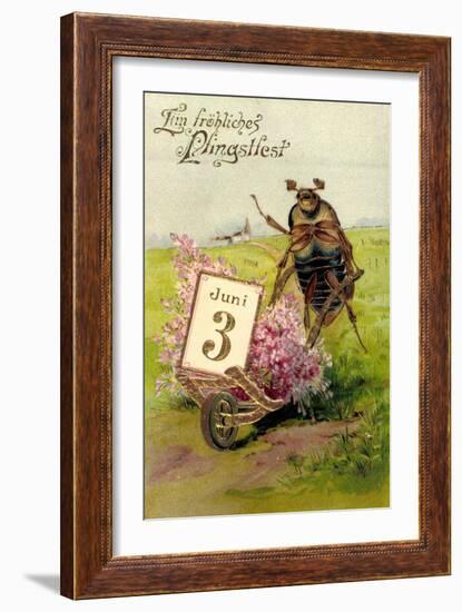 Präge Glückwunsch Pfingsten, Maikäfer Mit Blumen-null-Framed Giclee Print