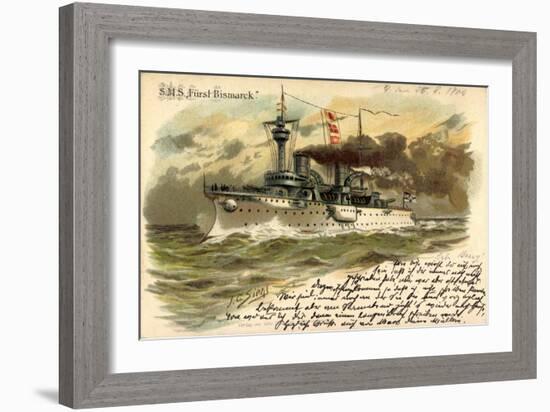 Präge Künstler Litho Siehl, S.M.S. Fürst Bismarck-null-Framed Giclee Print