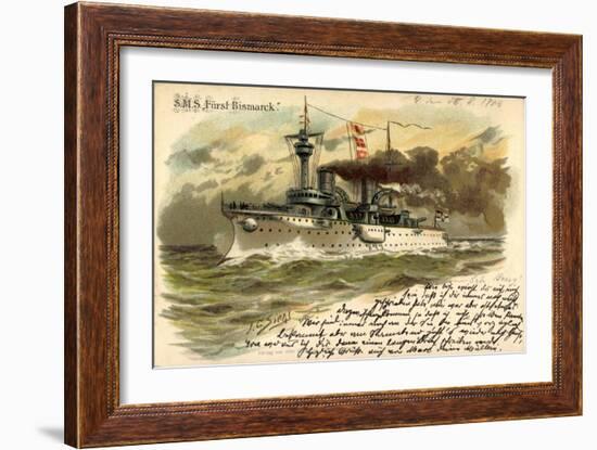 Präge Künstler Litho Siehl, S.M.S. Fürst Bismarck-null-Framed Giclee Print