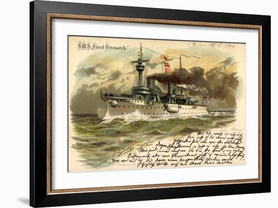 Präge Künstler Litho Siehl, S.M.S. Fürst Bismarck-null-Framed Giclee Print