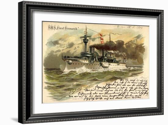 Präge Künstler Litho Siehl, S.M.S. Fürst Bismarck-null-Framed Giclee Print