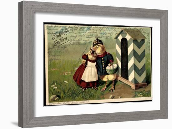 Präge Litho Frohe Ostern, Küken Als Soldat, Zollhaus-null-Framed Giclee Print