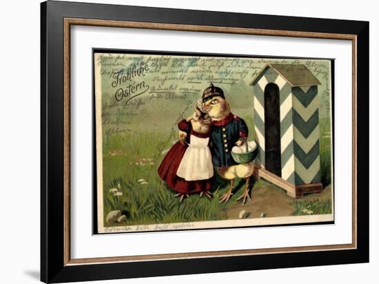 Präge Litho Frohe Ostern, Küken Als Soldat, Zollhaus-null-Framed Giclee Print