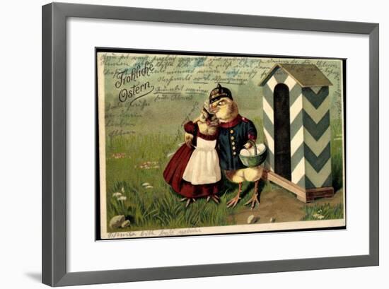 Präge Litho Frohe Ostern, Küken Als Soldat, Zollhaus-null-Framed Giclee Print