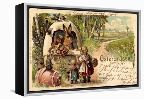 Präge Litho Frohe Ostern, Osterhase, Eier, Kinder, Maus-null-Framed Premier Image Canvas