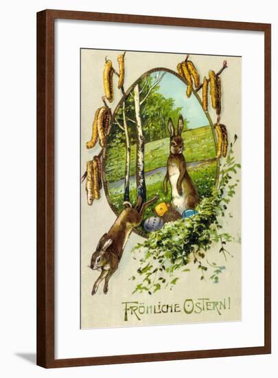 Präge Litho Glückwunsch Ostern, Osterhasen, Ostereier-null-Framed Giclee Print
