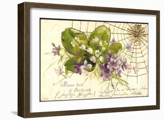 Präge Litho Glückwunsch Pfingsten, Spinne, Veilchen-null-Framed Giclee Print