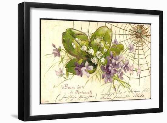 Präge Litho Glückwunsch Pfingsten, Spinne, Veilchen-null-Framed Giclee Print