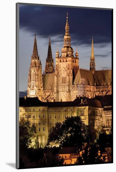 Prague Castle Hrad at Night-null-Mounted Art Print