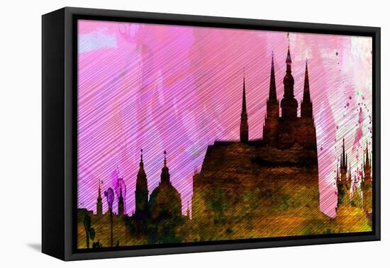 Prague City Skyline-NaxArt-Framed Stretched Canvas