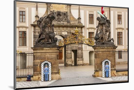 Prague, Czech Republic. The Matthias Gate at Prague Castle, with guards.-Tom Haseltine-Mounted Photographic Print