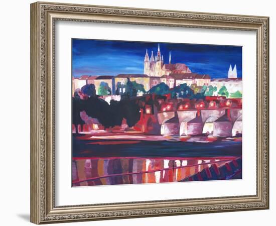 Prague - Hradschin with Charles Bridge-Markus Bleichner-Framed Art Print