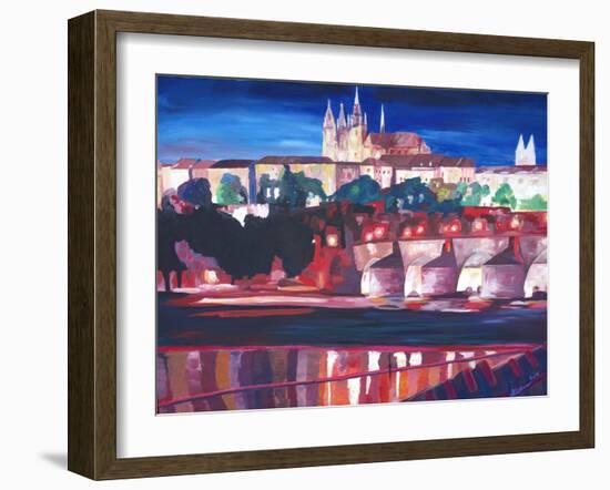 Prague - Hradschin with Charles Bridge-Markus Bleichner-Framed Art Print
