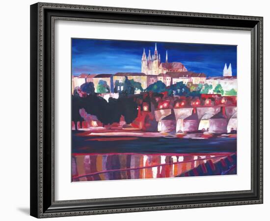 Prague - Hradschin with Charles Bridge-Markus Bleichner-Framed Art Print