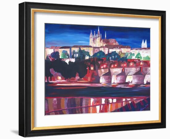 Prague - Hradschin with Charles Bridge-Markus Bleichner-Framed Art Print