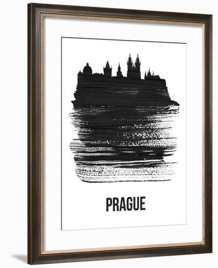 Prague Skyline Brush Stroke - Black-NaxArt-Framed Art Print