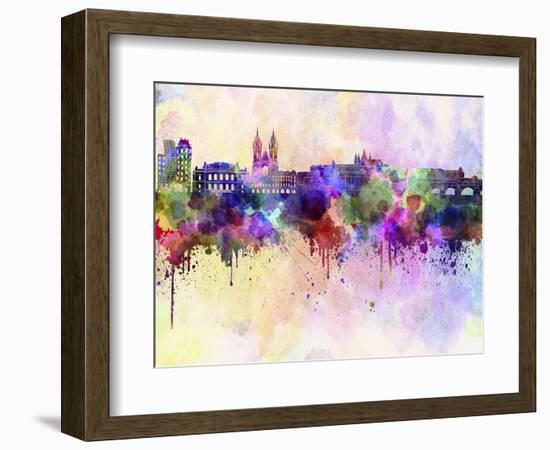 Prague Skyline in Watercolor Background-paulrommer-Framed Art Print