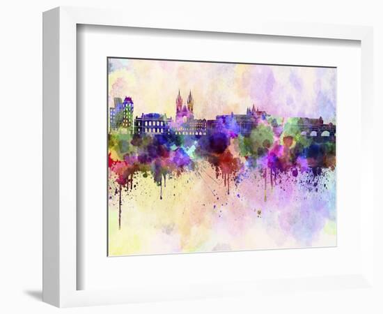 Prague Skyline in Watercolor Background-paulrommer-Framed Art Print