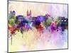 Prague Skyline in Watercolor Background-paulrommer-Mounted Art Print