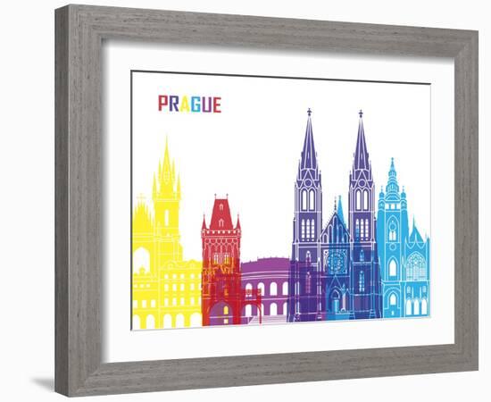 Prague Skyline Pop-paulrommer-Framed Art Print